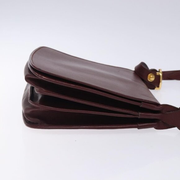 CARTIER Must Line Shoulder Bag Leather Bordeaux Gold Auth - Picture 10 of 15